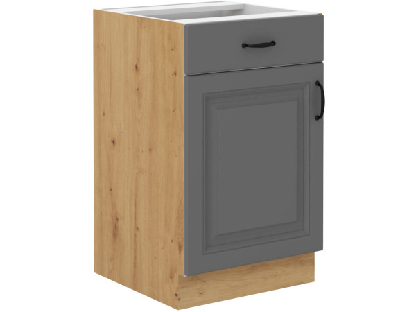 Szafka dolna 1 szuflada + 1 drzwiczki 50 D 1F 1S BB  -KUCHNIA STILO Ciemna Szara / Artisan