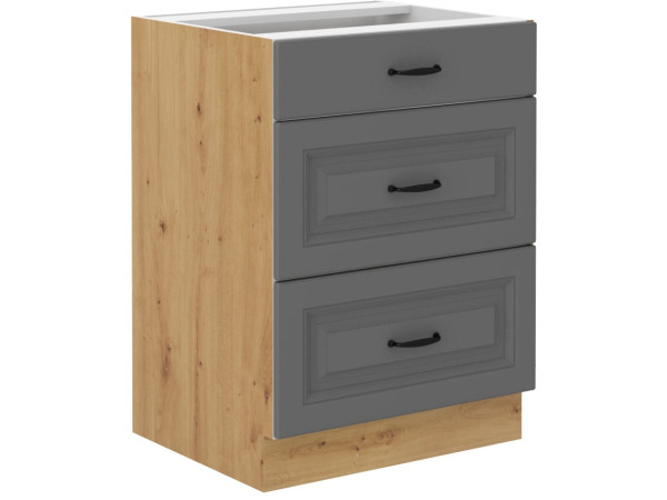 Szafka dolna 3 szuflady 60 D 3S BB -KUCHNIA STILO Ciemna Szara / Artisan