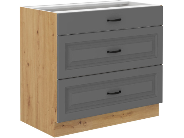 Szafka dolna 3 szuflady 80 D 3S BB -KUCHNIA STILO Ciemna Szara / Artisan
