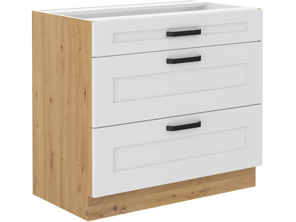 Szafka dolna 3 szuflady 80 D 3S BB - KUCHNIA LUNA BIAŁA - ARTISAN