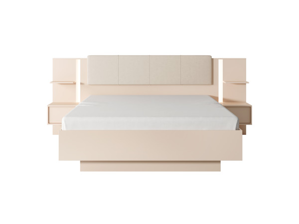 Łóżko ze stolikami i pojemnikiem. SYPIALNIA DAST Beż