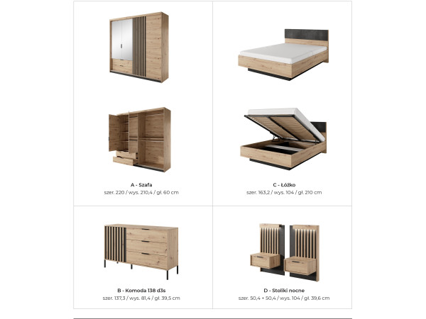 SYPIALNIA TALLY. Podana cena za meble z 1 zdjęcia. Dowolny Wybór Mebli