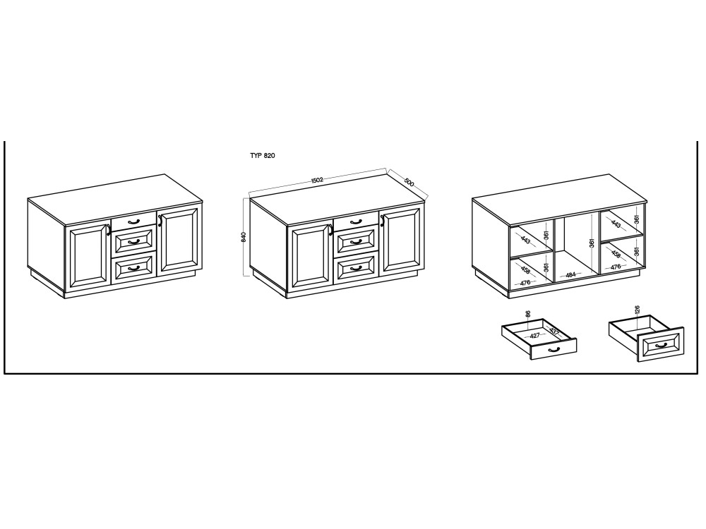 Komoda 2D 3S JADALNIA FLAWIA Ciemny Grafit