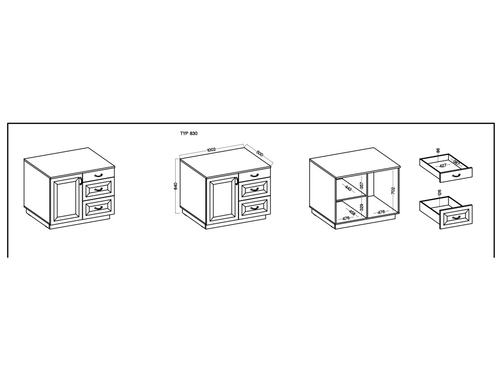 Kredens 100cm JADALNIA FLAWIA Ciemny Grafit