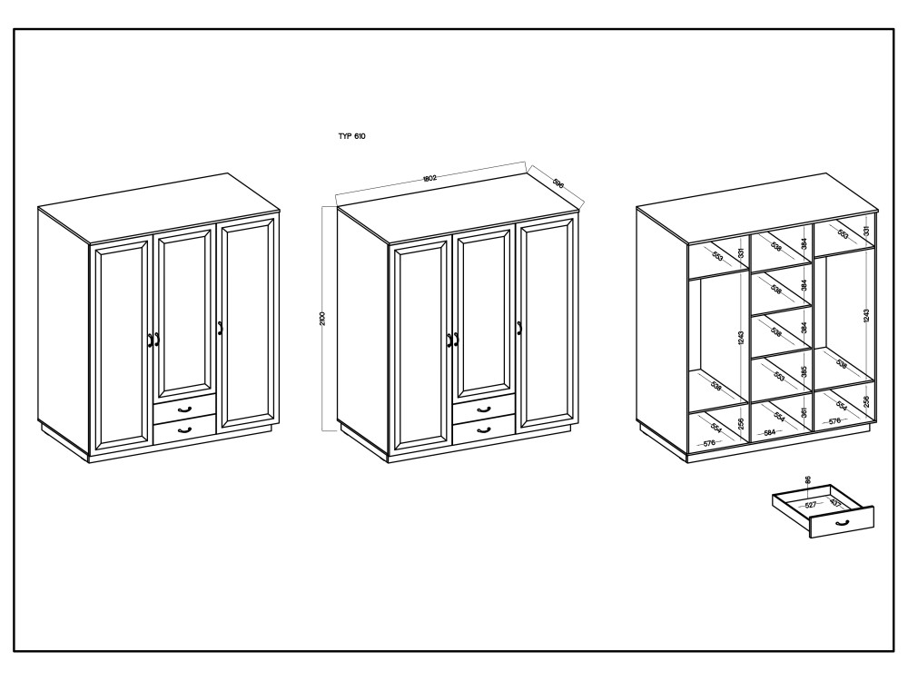 Szafa 180cm 3D 2S  JADALNIA FLAWIA Ciemny Grafit