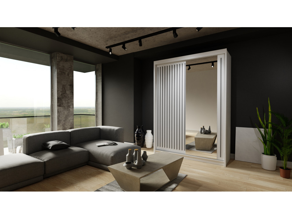 Szafa przesuwna z lustrem Royal. Biały + Szary...