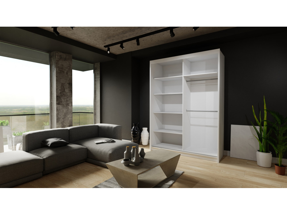 Szafa przesuwna z lustrem Royal. Biały + Szary...