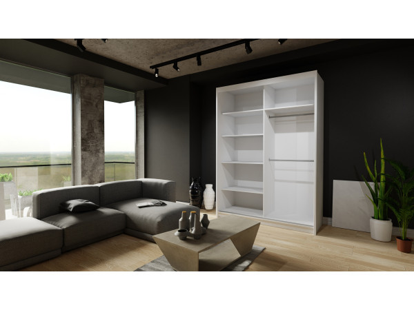 Szafa przesuwna z lustrem Royal. Szary + Wotan 150cm