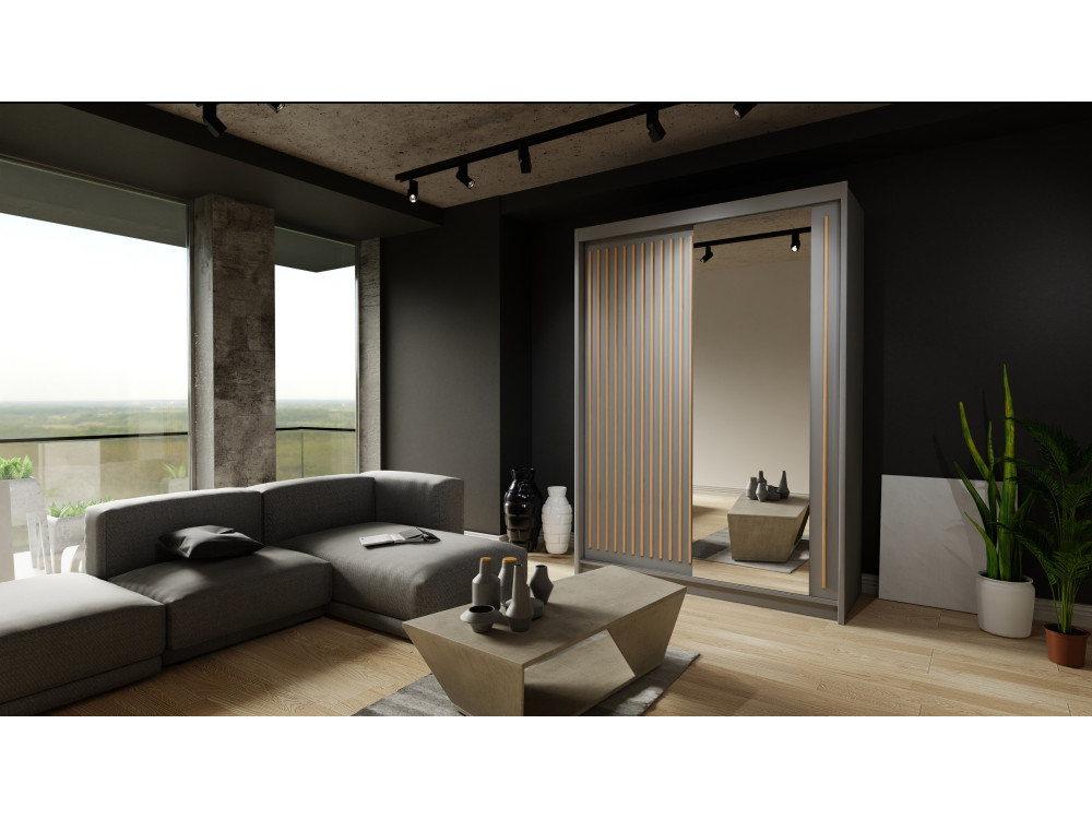 Szafa przesuwna z lustrem Royal. Szary + Wotan...