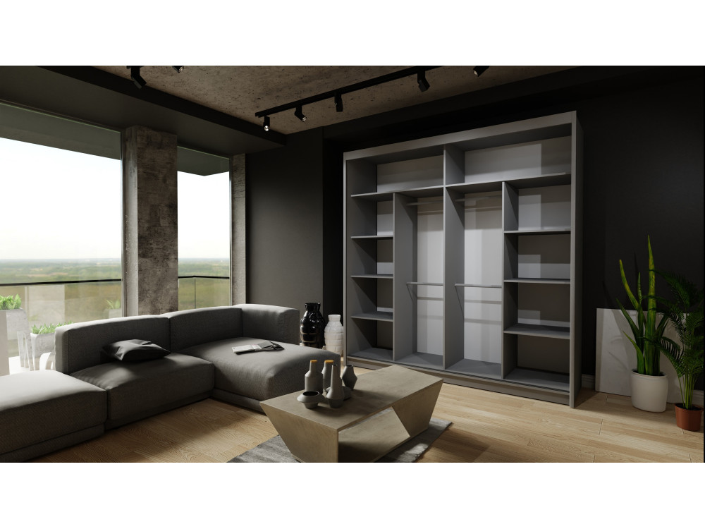 Szafa przesuwna z lustrem Royal. Biały + Wotan...