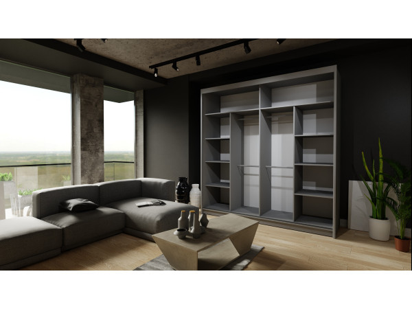 Szafa przesuwna z lustrem Royal. Biały + Wotan 200cm