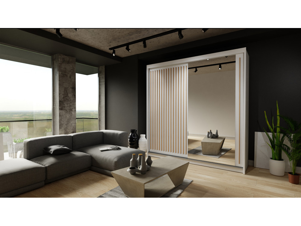 Szafa przesuwna z lustrem Royal. Biały + Wotan...