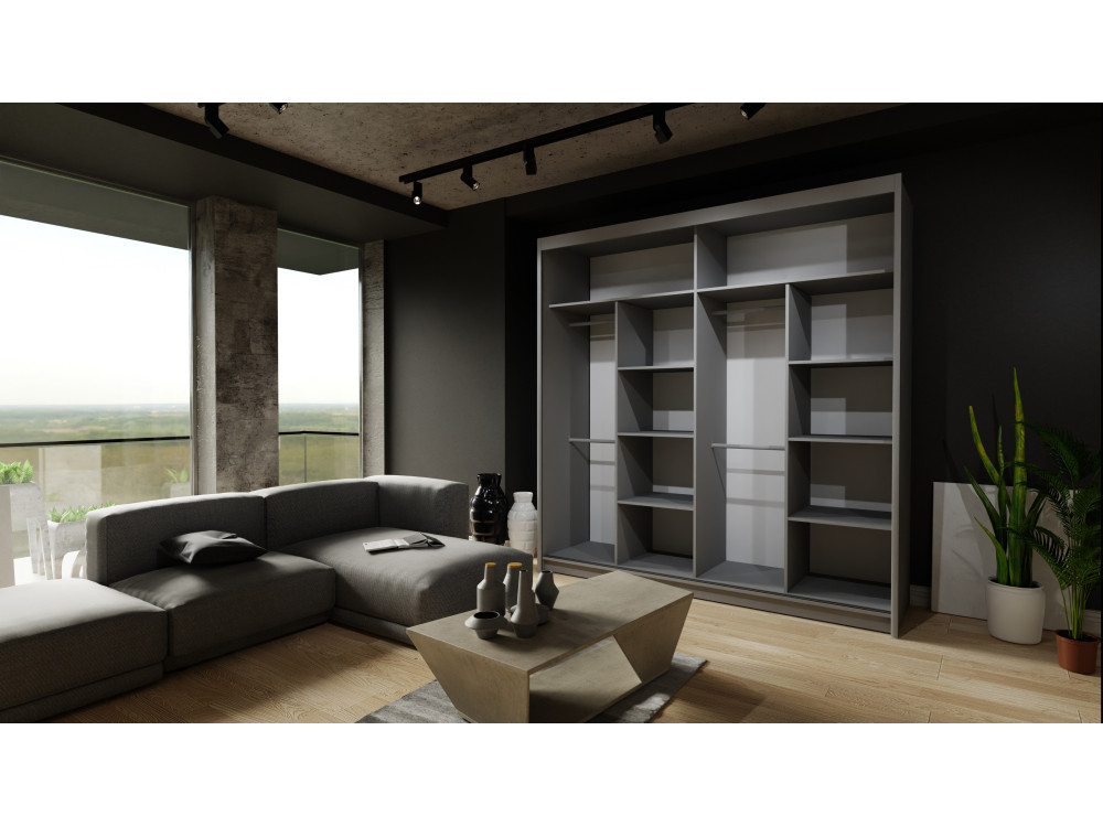 Szafa przesuwna z lustrem Royal. Czarny + Wotan...