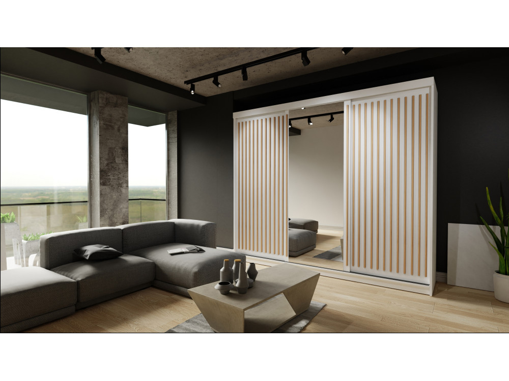 Szafa przesuwna z lustrem Royal. Biały + Wotan...