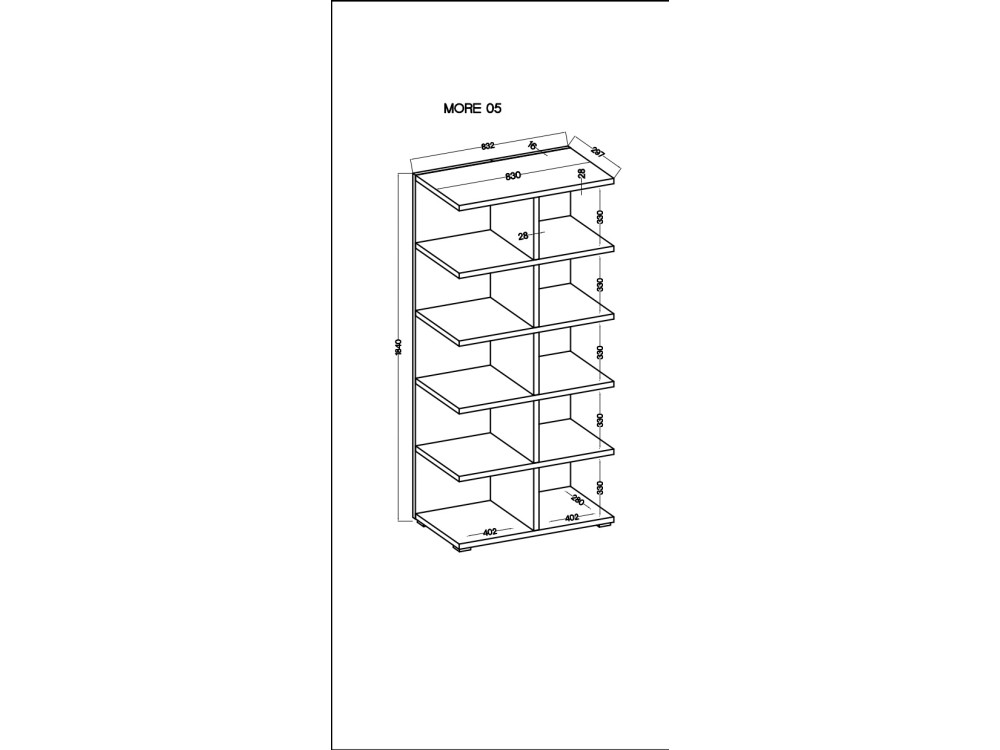 Regał More 05 kolor Jasny Szary