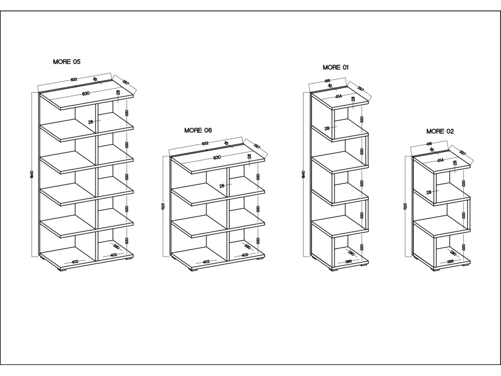 Regał More modułowy 02+05+01 kolor Dąb Sonoma