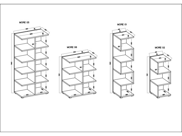 Regał More modułowy 02+05+01 kolor Dąb Sonoma
