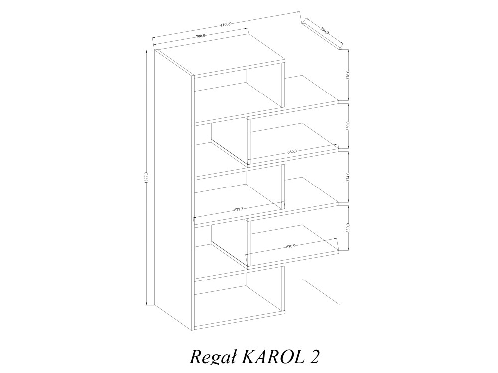 Regał Karol 2 Kolor Dąb Artisan