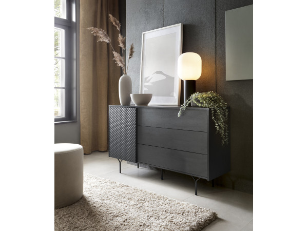 Komoda 144cm 1front + 3 szuflady RAVEN kolor CZARNY...