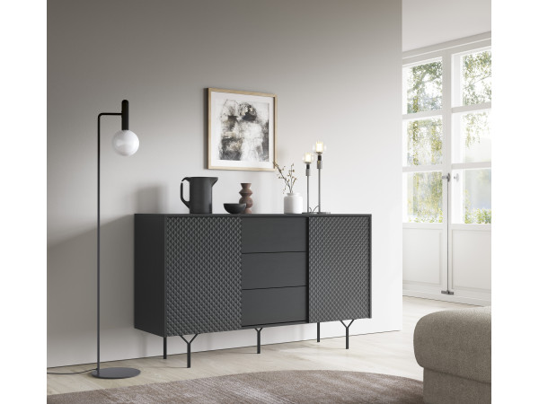 Komoda 144cm 2 fronty + 3 szuflady RAVEN kolor CZARNY...