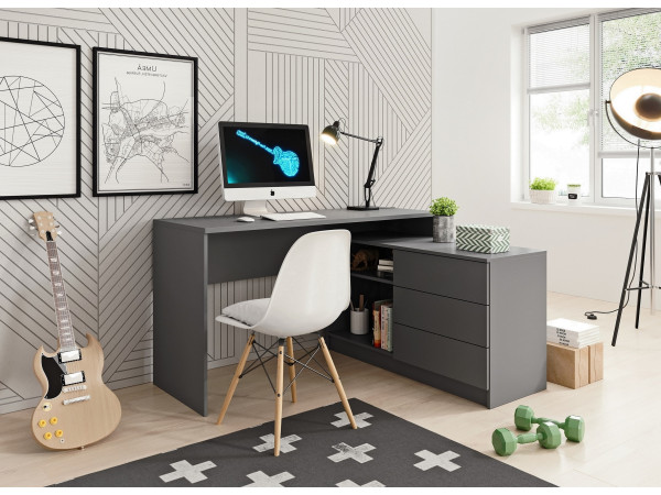 Biurko z szafką Teo kolor Grafit. Prawe lub Lewe