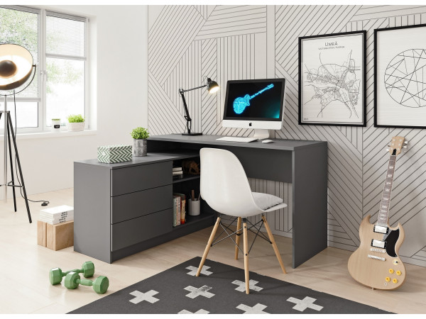 Biurko z szafką Teo kolor Grafit. Prawe lub Lewe