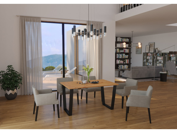 Stół Cezar kolor Dąb Artisan. Metalowe Nogi.