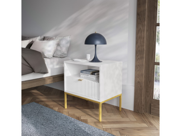 Stolik nocny z szufladą NOVA kolor Biały. Meble Pokojowe,...