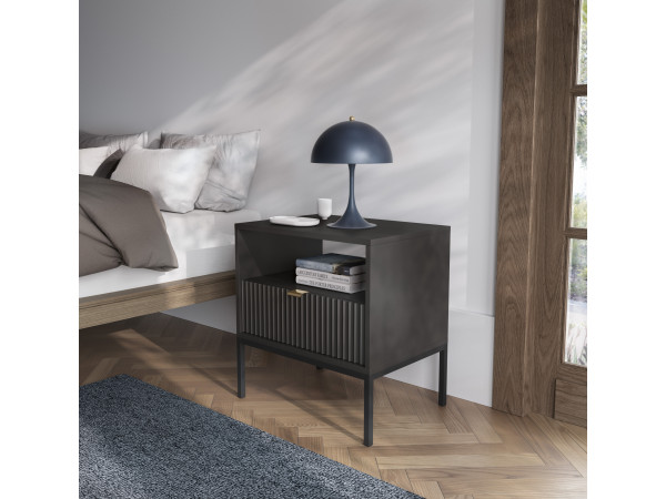 Stolik nocny z szufladą NOVA kolor Czarny. Meble...