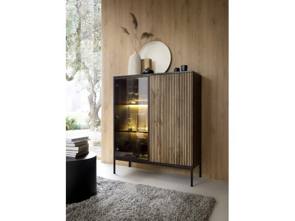 Witryna niska 2D z oś. LED, SENTO kolor Czarny + Wotan....