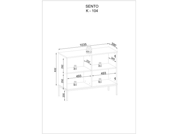 Komoda niska z oś. LED, SENTO kolor Czarny + Wotan. Meble Pokojowe, do Salonu.