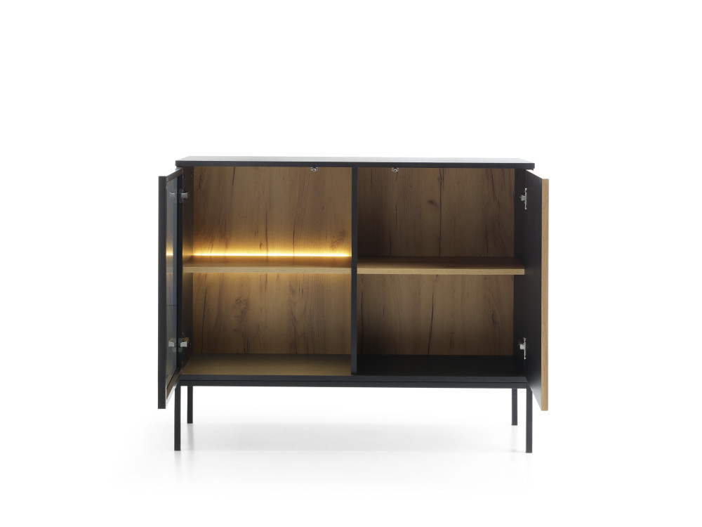 Komoda niska z oś. LED, SENTO kolor Czarny +...