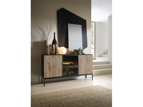 Komoda z oś. Led, SENTO kolor Czarny + Wotan. Meble...