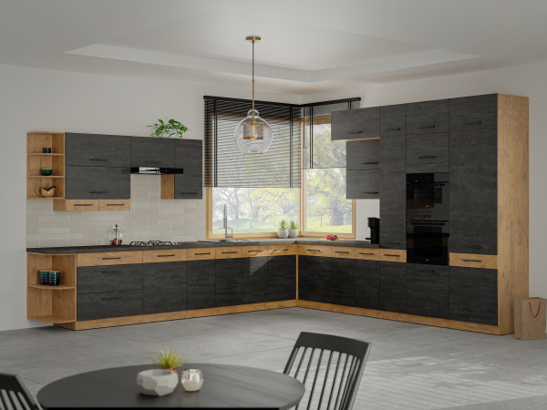 Szafka komin słupek niski, zabudowa piekarnika 60 DP-145 1F BB -KUCHNIA Dark Wood