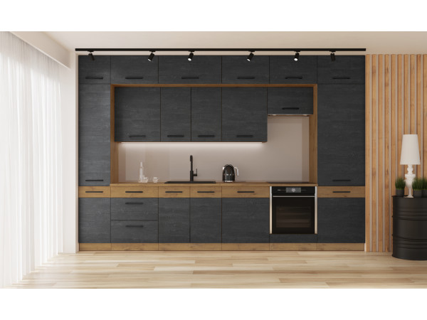 Szafka komin słupek 3 szuflady + zabudowa piekarnika 60 DPS-210 3S 1F -KUCHNIA Dark Wood