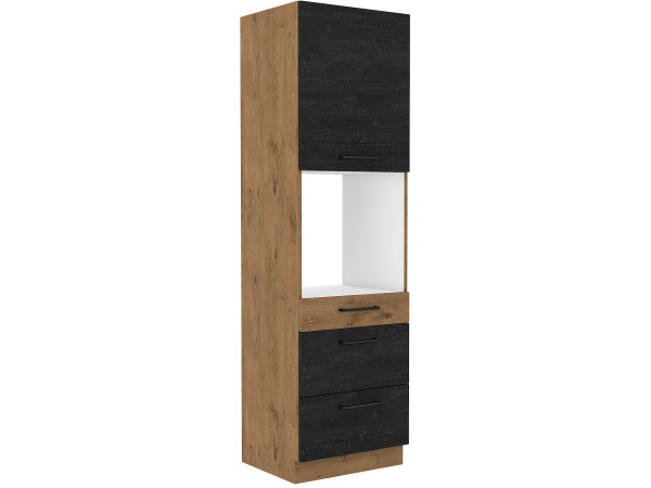 Szafka komin słupek 3 szuflady + zabudowa piekarnika 60 DPS-210 3S 1F -KUCHNIA Dark Wood