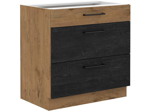 Szafka dolna 3 szuflady 80 D 3S BB -KUCHNIA Dark Wood