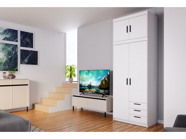 SZAFA ELENA 2 fronty + nadstawka + 3 szuflady. Biała