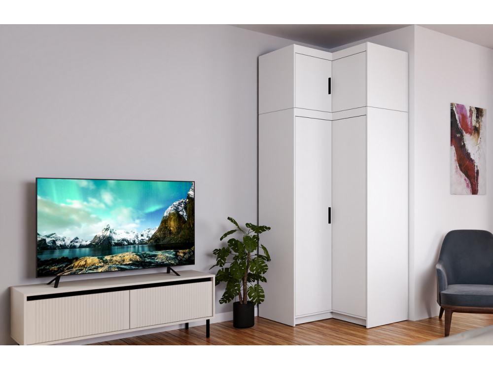 SZAFA ELENA 2D Narożna z Nadstawką. Biała