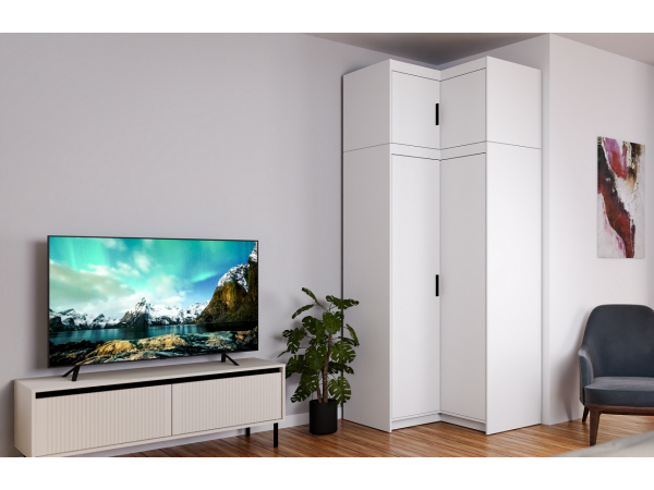 SZAFA ELENA 2D Narożna z Nadstawką. Biała