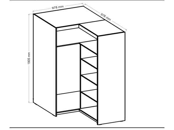 SZAFA ELENA 2D Narożna z Nadstawką. Dąb Lefkas