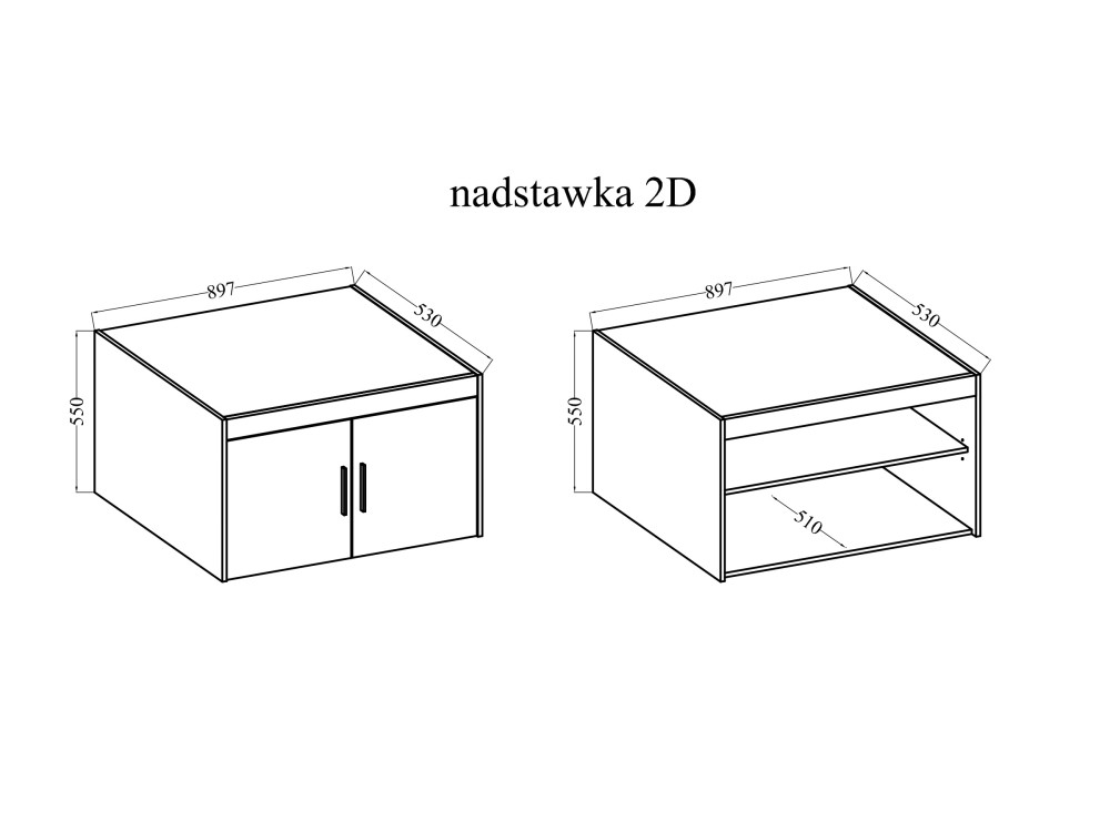 SZAFA ELENA 2D z lustrem + Nadstawka. Dąb Lefkas