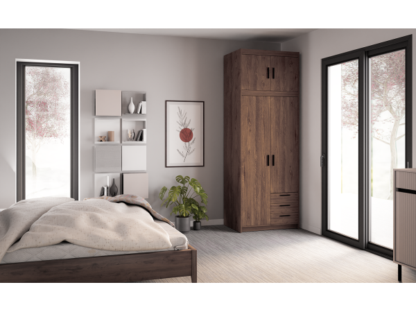 SZAFA ELENA 2D z nadstawką + 3 szuflady. Dąb Lefkas