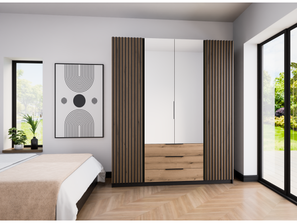 Szafa Kaja dąb evoke, lamele, lustro, szuflady