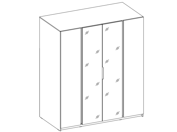 Szafa Kaja kolor dąb evoke / dąb evoke. 2 fronty + 2 lustra.