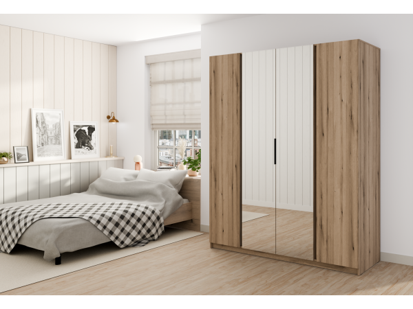 Szafa Kaja kolor dąb evoke / dąb evoke. 2 fronty + 2 lustra.