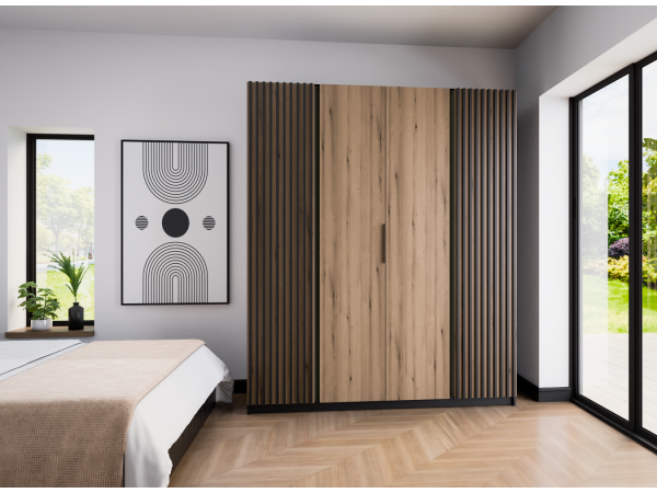 Szafa Kaja kolor dąb evoke / czarny. 2 lamele + 2 fronty