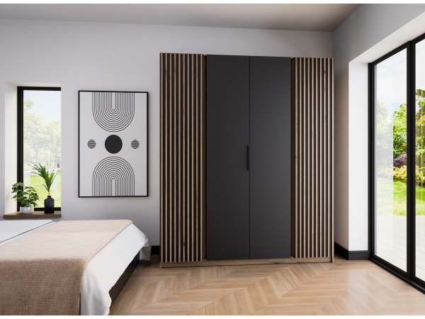 Szafa Kaja kolor czarny / dąb evoke . 2 lamele + 2 fronty