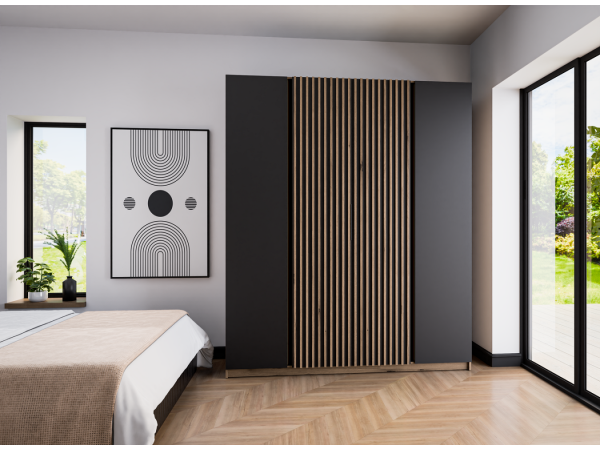 Szafa Kaja kolor czarny / dąb evoke. 2 fronty + 2 lamele