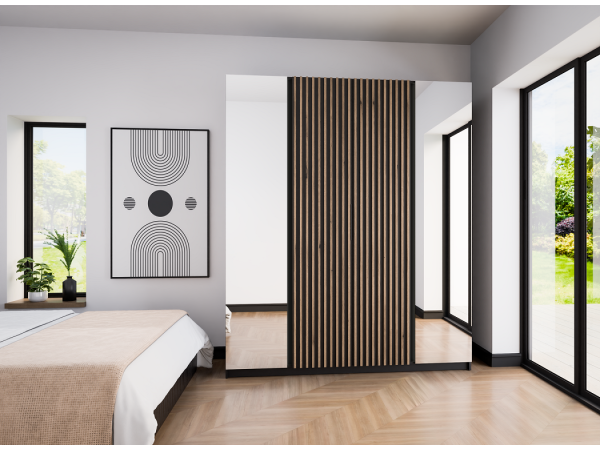 Szafa Kaja kolor czarny. 2 lustra + 2 lamele